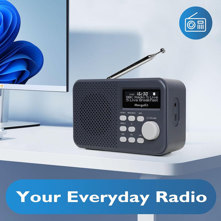 MD2 PLUS Tragbares DAB/DAB+/UKW Digitalradio,Bluetooth-Streaming,40 Speicherplätze,Klares Display,Ko
