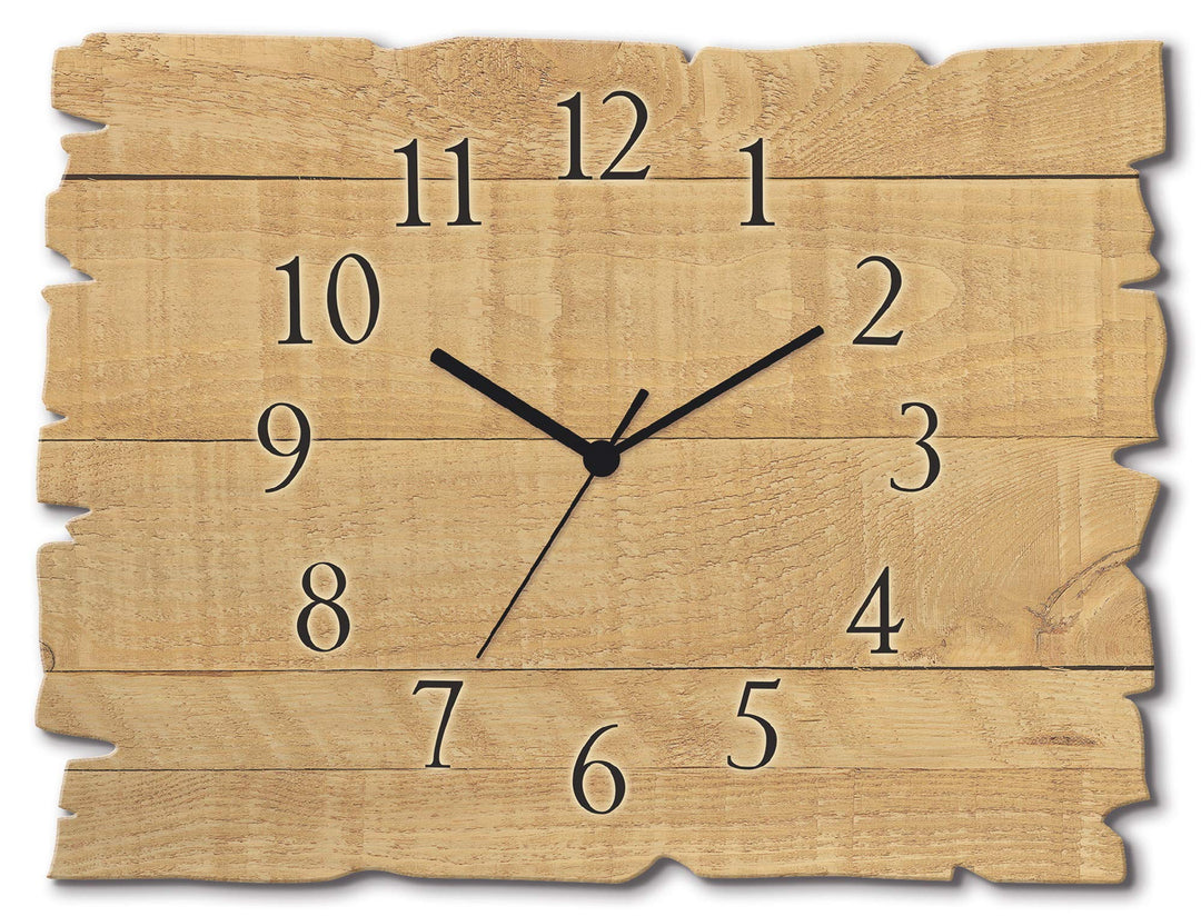 ARTLAND Wanduhr ohne Tickgeräusche aus Holz Funk Uhr lautlos 40x30 cm Rechteckig Muster Rustikal Lan