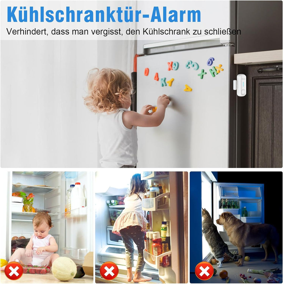 DAYTECH Kühlschrankalarm Fensteralarm Türalarm Haus Tür- & Fensteralarm Sensor Gartenschuppen 120dB