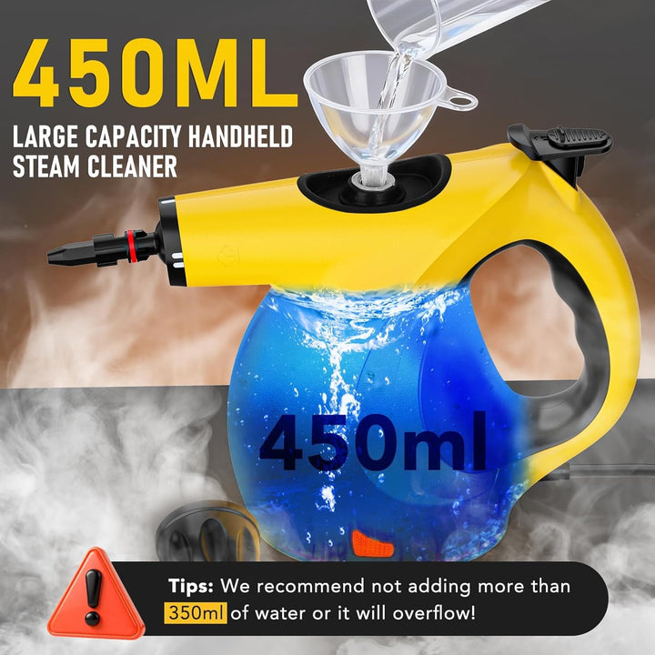 Dampfreiniger, Hochtemperatur-Dampfreiniger Handgerät, 450 ML Wassertank mit Grossem Fassungsvermöge