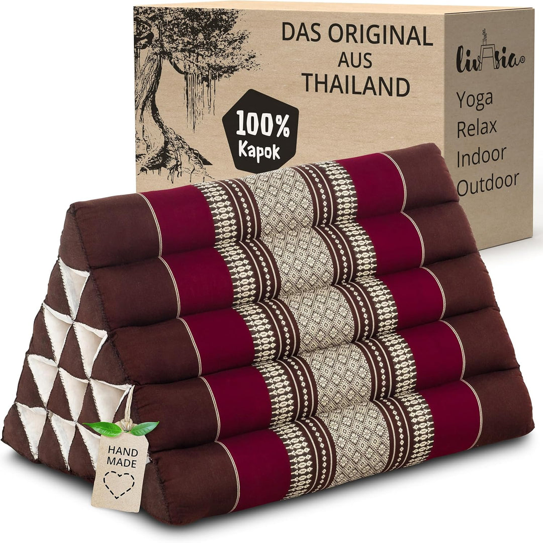 livasia Rückenstützkissen extrahoch, Dreieckskissen für Garten und Balkon, Keilkissen mit Kapok, Lag