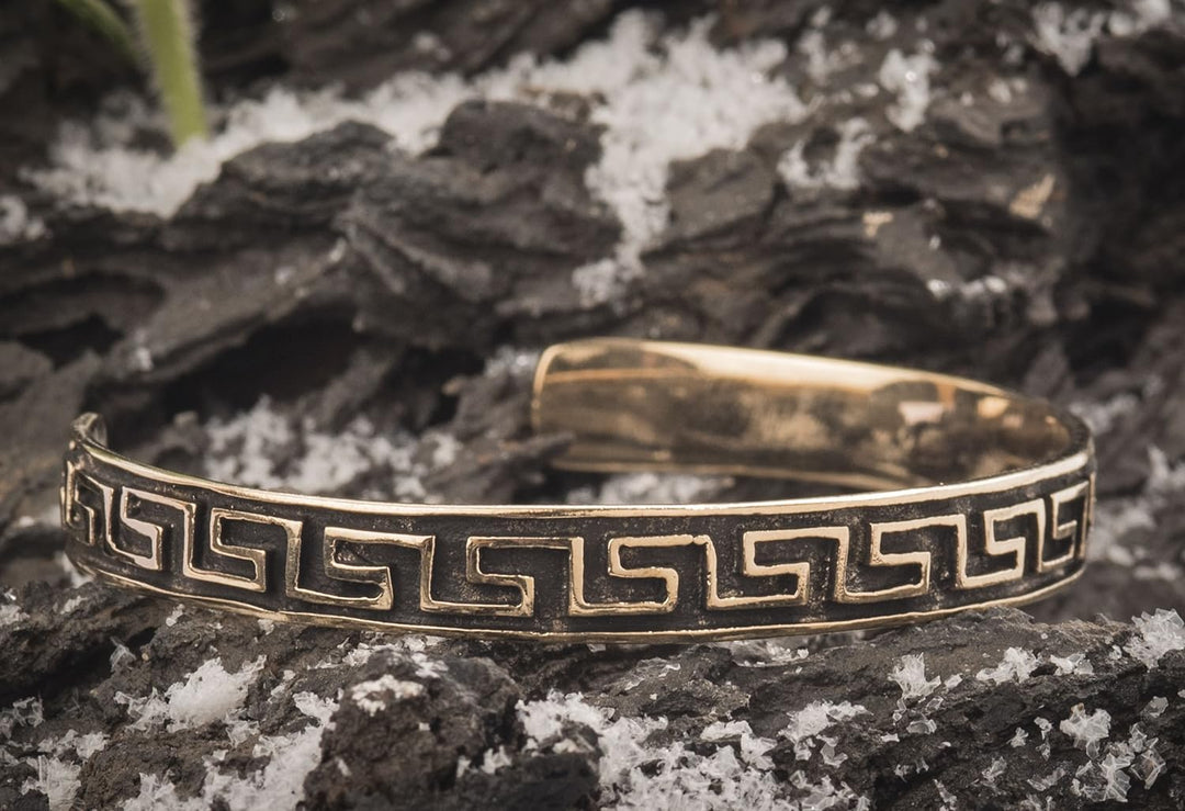 Windalf Grosser Unisex Kelten Bronze Armreif Rhianon Ø 6.2 cm Celtic Mäander Ornamente Antiker Bohem