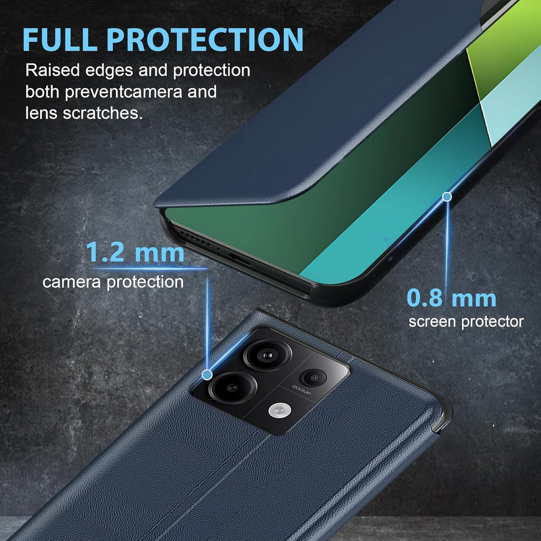 Handyhülle für Xiaomi Redmi Note 13 Pro Hülle Clear View Klappbar Leder Flip Hülle Redmi Note 13 Pro