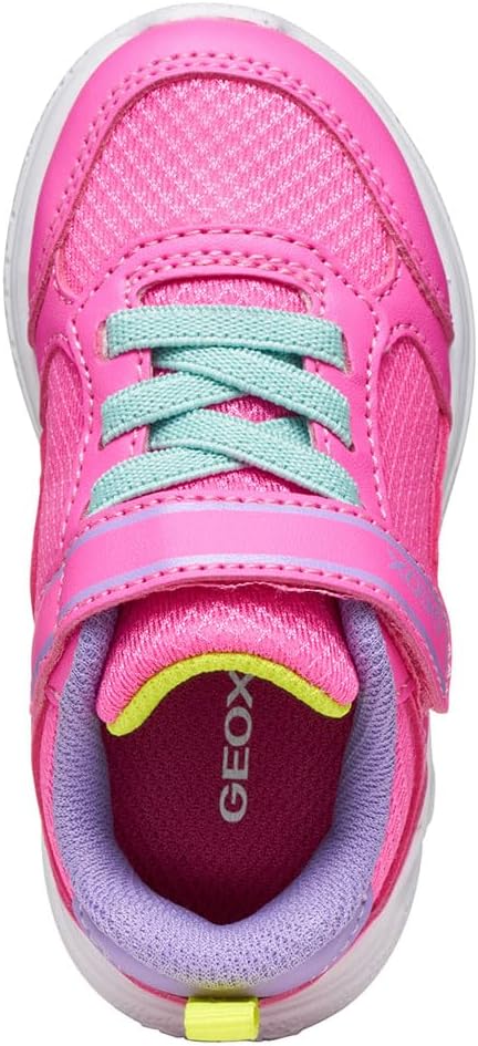 Geox Baby-Mädchen B Sprintye Girl Sneaker 21 EU Fluo Fuchsia Dk Lila, 21 EU Fluo Fuchsia Dk Lila