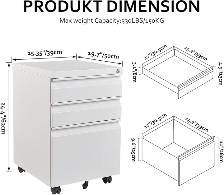 Rollcontainer Aktenschrank abschliessbar Büroschrank metallschrank File Cabinet Lagerschrank Beistel