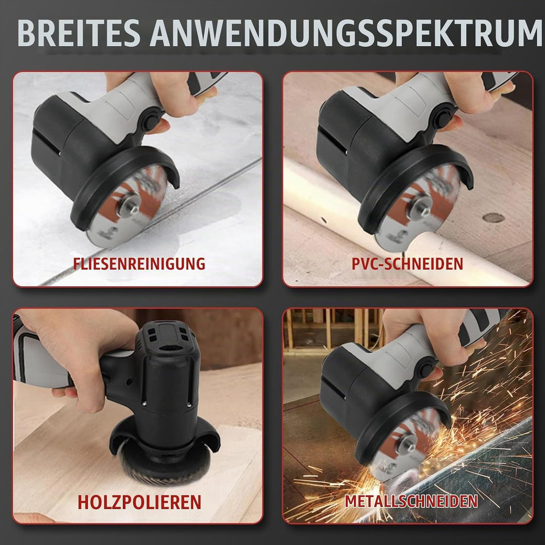 Akku Winkelschleifer, 16.8V Mini Winkelschleifer mit 2 x 2000mAh Akkus, 14000 PRM, Kabelloses Elektr