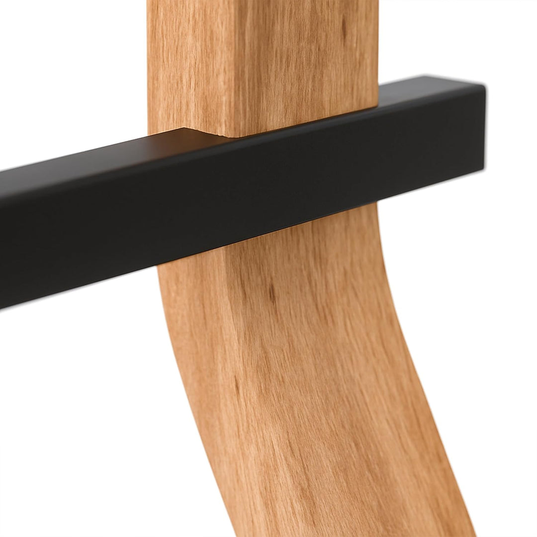 Relaxdays Handtuchständer, HxBxT: 86 x 37 x 18 cm, Metall, Holz, 2 Stangen, stehender Handtuchhalter