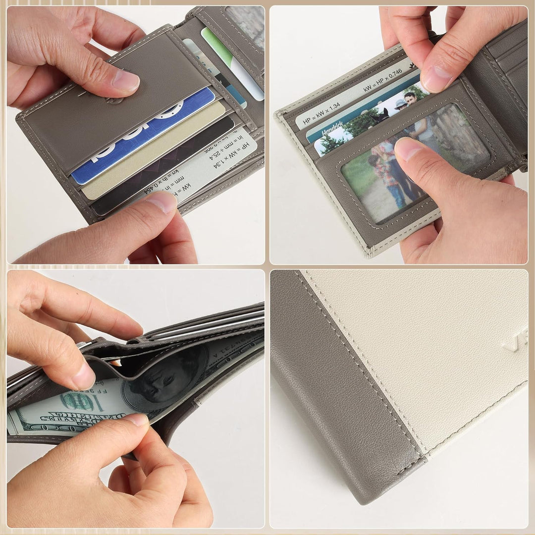 VISOUL Echt Leder Geldbörse Herren mit RFID Schutz Portemonnaie Gross mit Münzfach 8 Fächer Echtlede