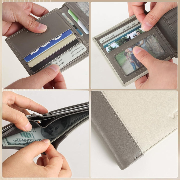 VISOUL Echt Leder Geldbörse Herren mit RFID Schutz Portemonnaie Gross mit Münzfach 8 Fächer Echtlede