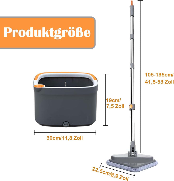 Feloyal Bodenwischer Wischmopp Set Spin Mopp und Eimer Set mit 6 Mikrofaser-Mopppads mit Selbsttrenn
