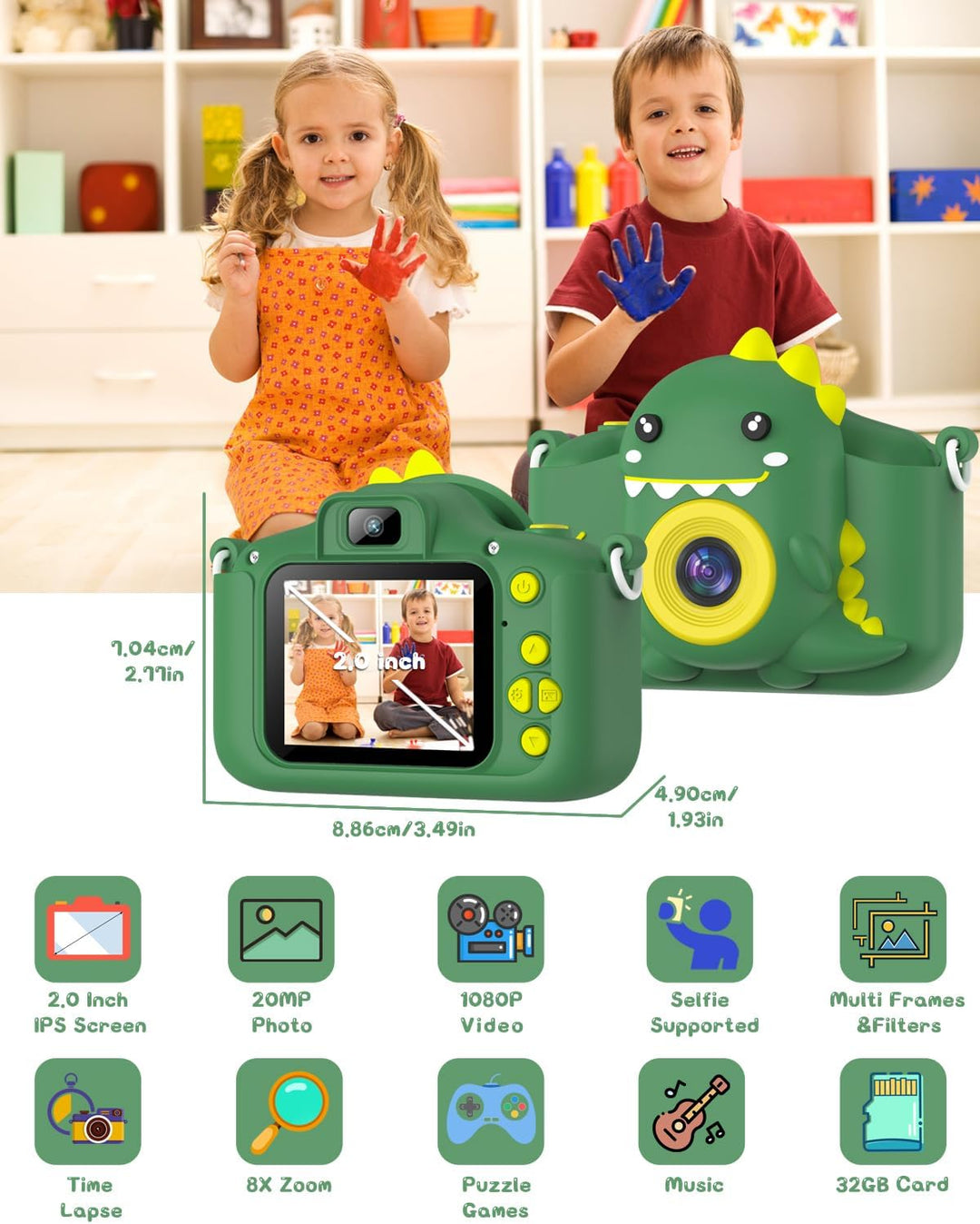 Kinderkamera, Gofunly Kinder Kamera 1080P 2,0-Zoll-Bildschirm Fotoapparat Kinder mit 32GB SD-Karte S