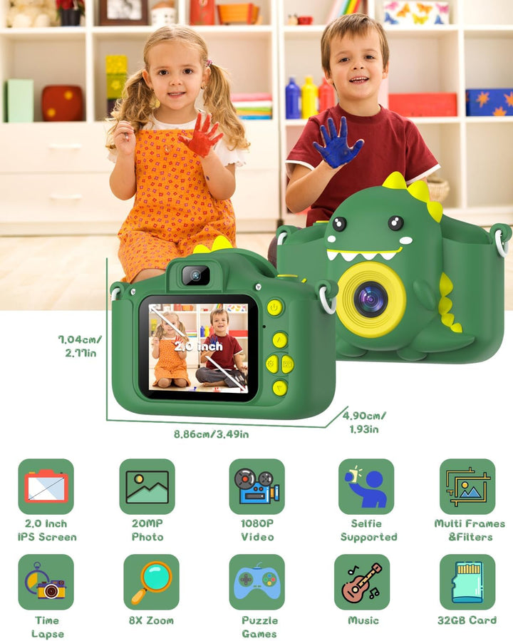 Kinderkamera, Gofunly Kinder Kamera 1080P 2,0-Zoll-Bildschirm Fotoapparat Kinder mit 32GB SD-Karte S