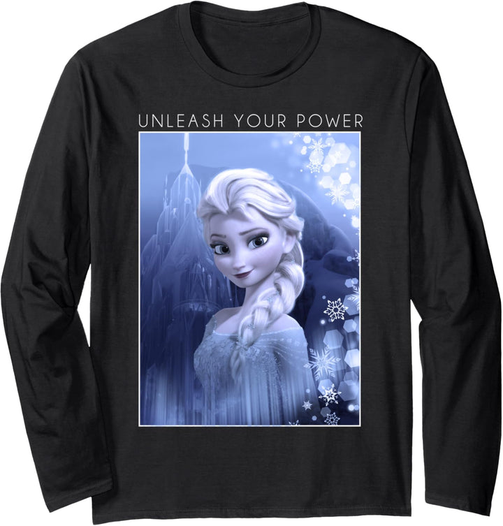 Disney Frozen Elsa Unleash Your Power Portrait Poster Langarmshirt