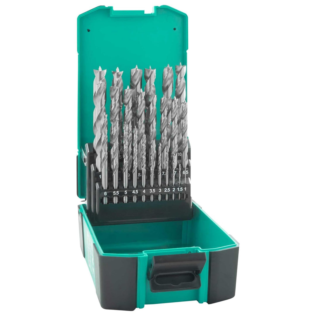 ENT 09225 25-tlg. HSS-G Holzbohrer-Set - 1-13 mm - in 0,5mm Schritten