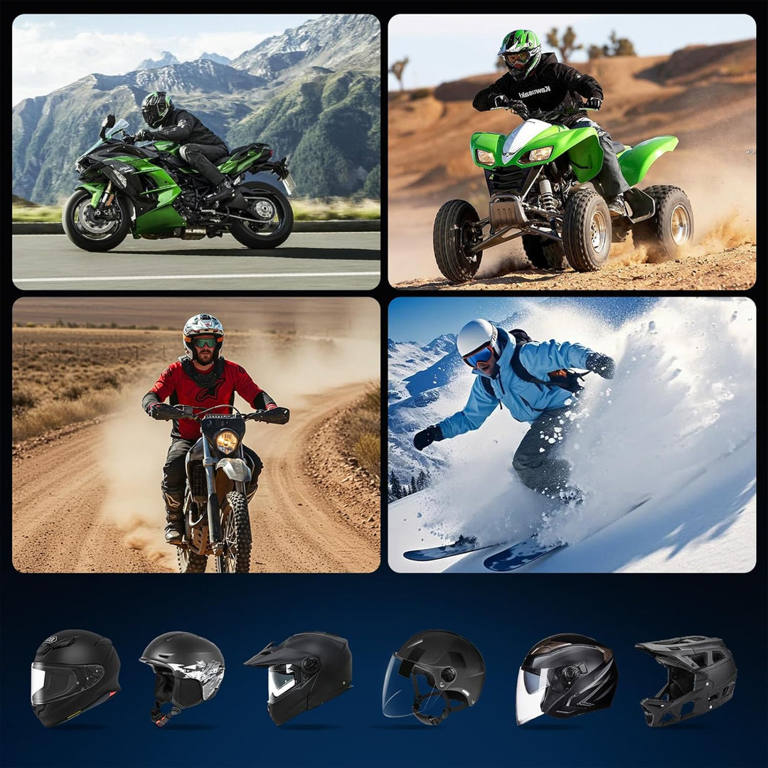 Moman Bluetooth Kommunikationssystem für Motorradhelme, Mono-Headset mit Hi-Fi Lautsprechern & Geräu