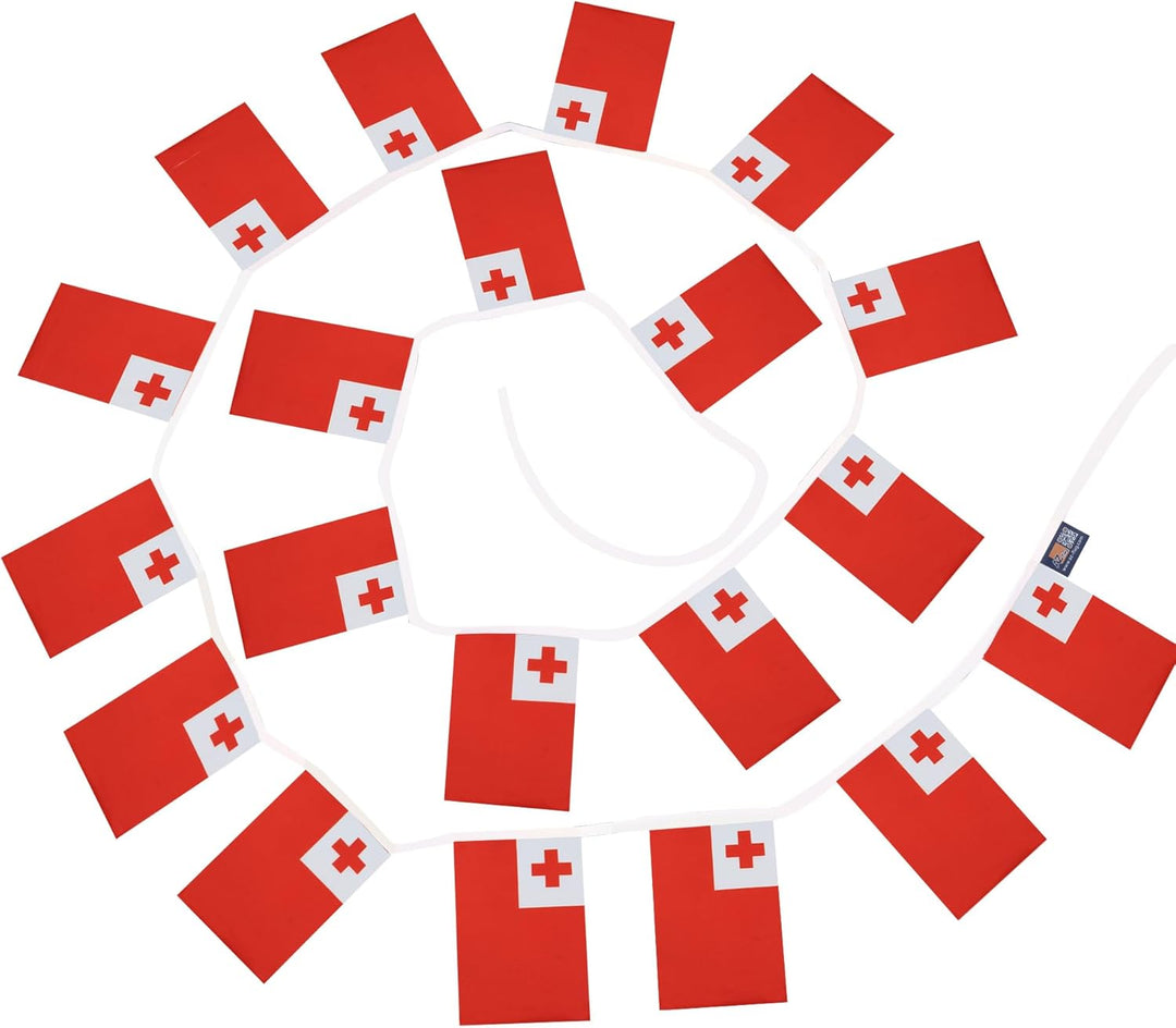 AZ FLAG FAHNENKETTE Tonga 12 Meter mit 20 flaggen 45x30cm- KÖNIGREICH Tonga Girlande Flaggenkette 30