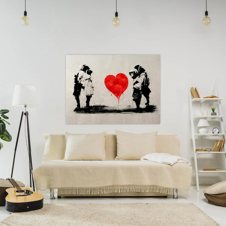 wandmotiv24 Leinwandbild Kunst, 80x60cm, Querformat, Herz, Digital Art, Deko, Bilder auf Leinwand, W