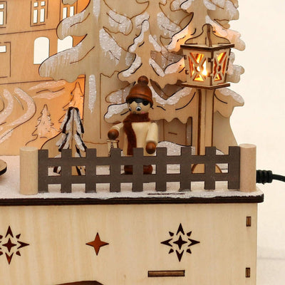 Dekohelden24 LED Holz Schwibbogen mit bewegtem Weihnachtsbaum, Motiv: Laternenkinder, L/B/H ca. 45 x