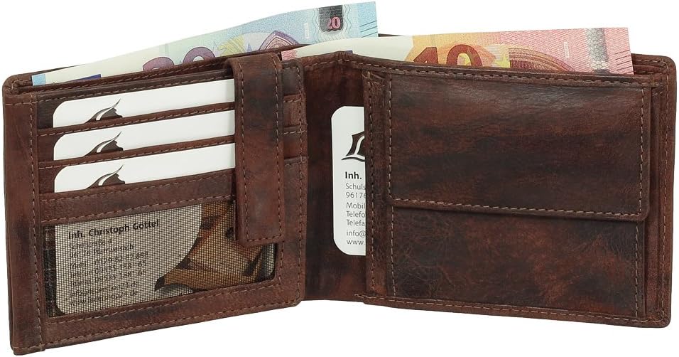 Ledershop24 Luxus Leder Bikerbörse mit Kette Geldbörse Portemonnaie Geldbeutel 12,5 cm vers. Farben