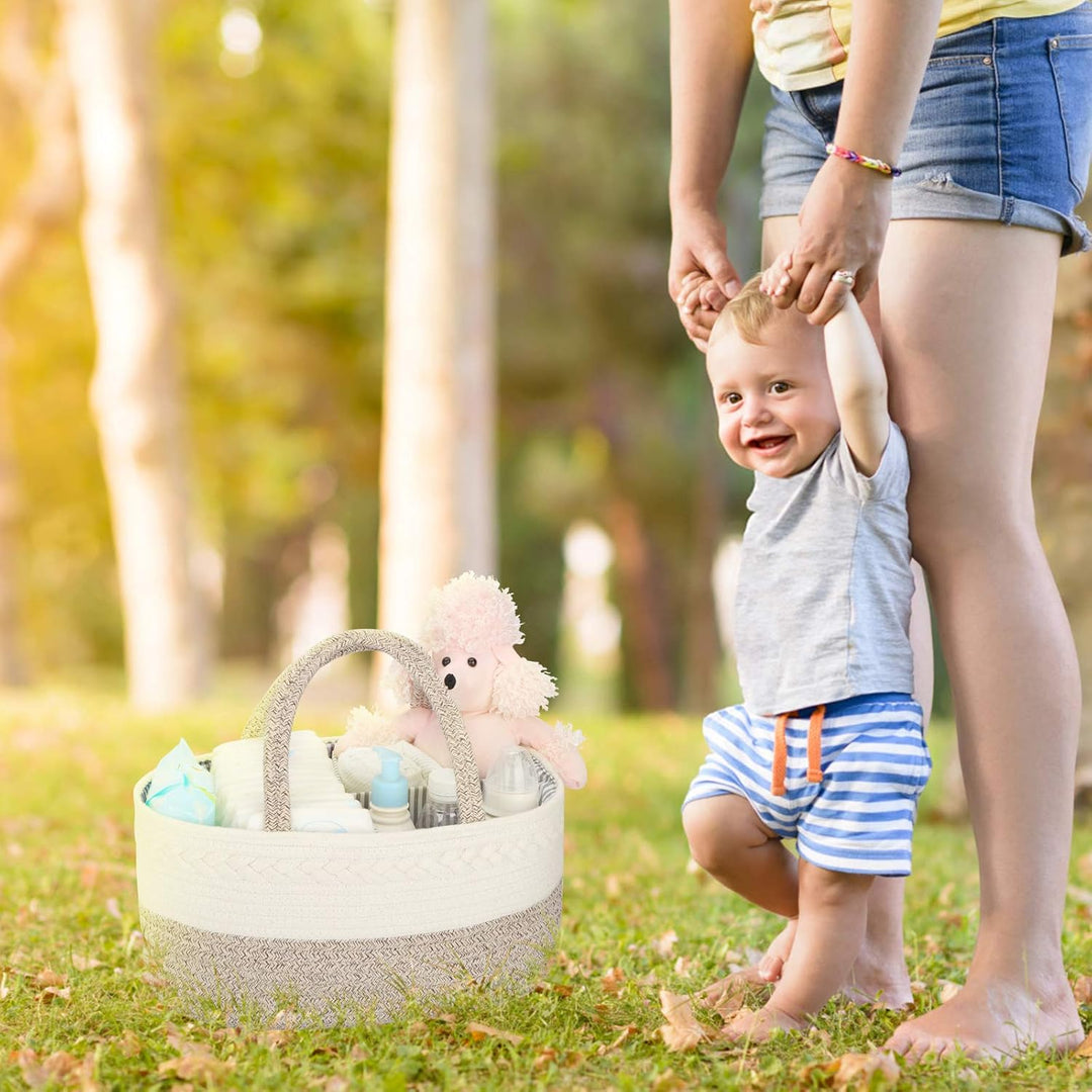 Maliton Baby Windel Caddy Organizer，Wickeltisch Organizer Aufbewahrungskorb mit Herausnehmbaren Fäch