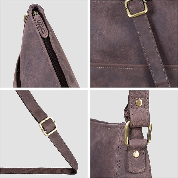 LEABAGS Leder Handtasche Damen I Premium Echtleder Umhängetasche I Schultertasche I Damentasche I Tr