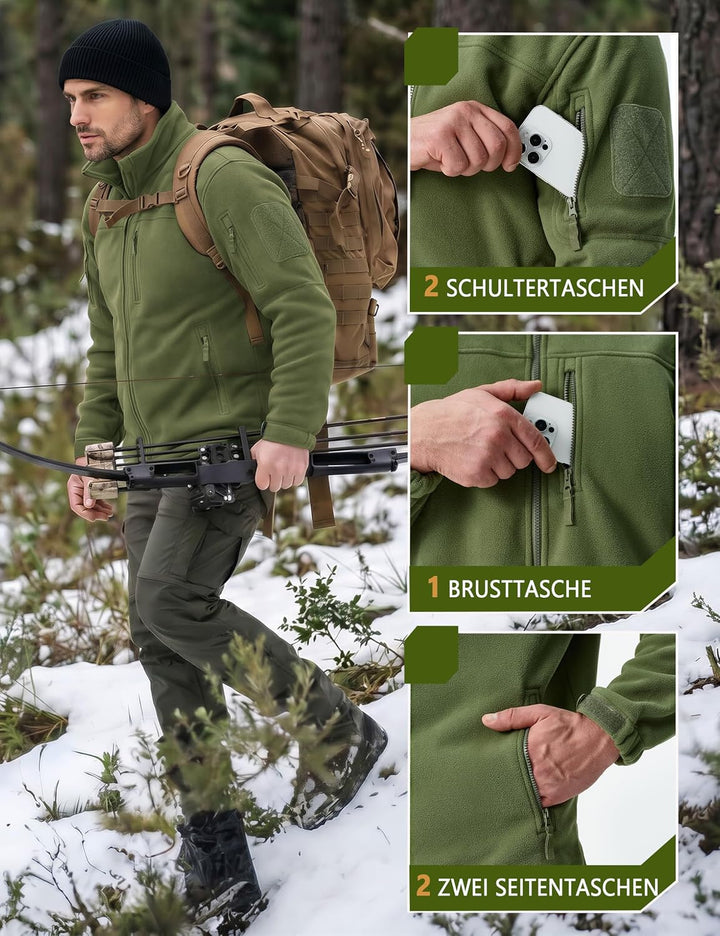 TACVASEN Herren Militär Outdoor Fleecejacke Warme Taktische Jacke Fleece Jacket S Armeegrün, S Armee