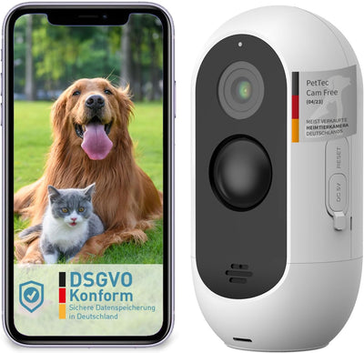 PetTec Outdoor Hundekamera Wireless - Wetterfeste WLAN-Kamera für Hunde mit 3MP, scharfem digitalem