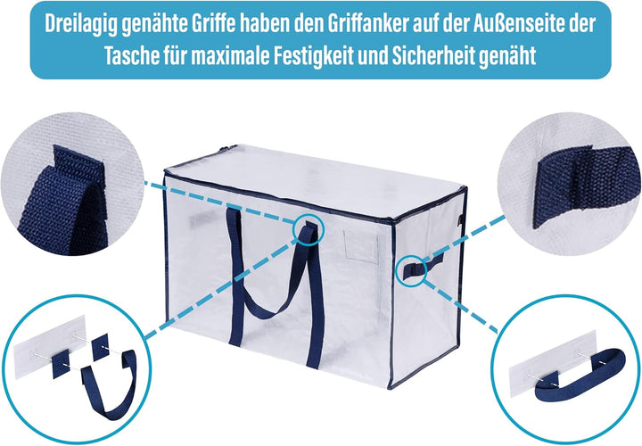 VENO 2-er Pack extra grosse Reisetaschen mit Reissverschlüssen, strapazierfähig, Umzugsbox-Alternati