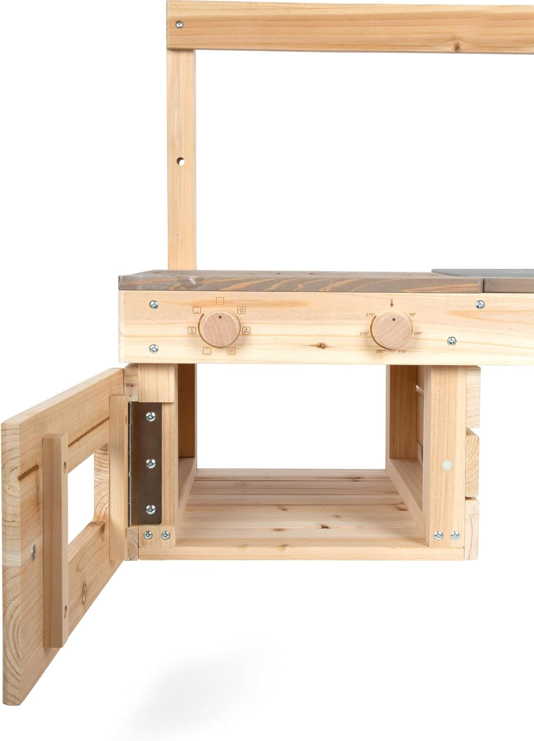 small Foot Matschküche zum Hängen, kompakte Holz-Spielküche mit Kochfeld, Backofen, Waschbecken, ide