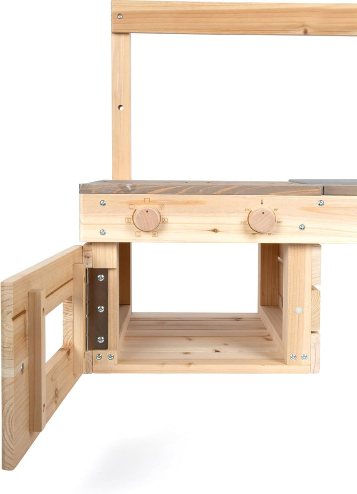 small Foot Matschküche zum Hängen, kompakte Holz-Spielküche mit Kochfeld, Backofen, Waschbecken, ide