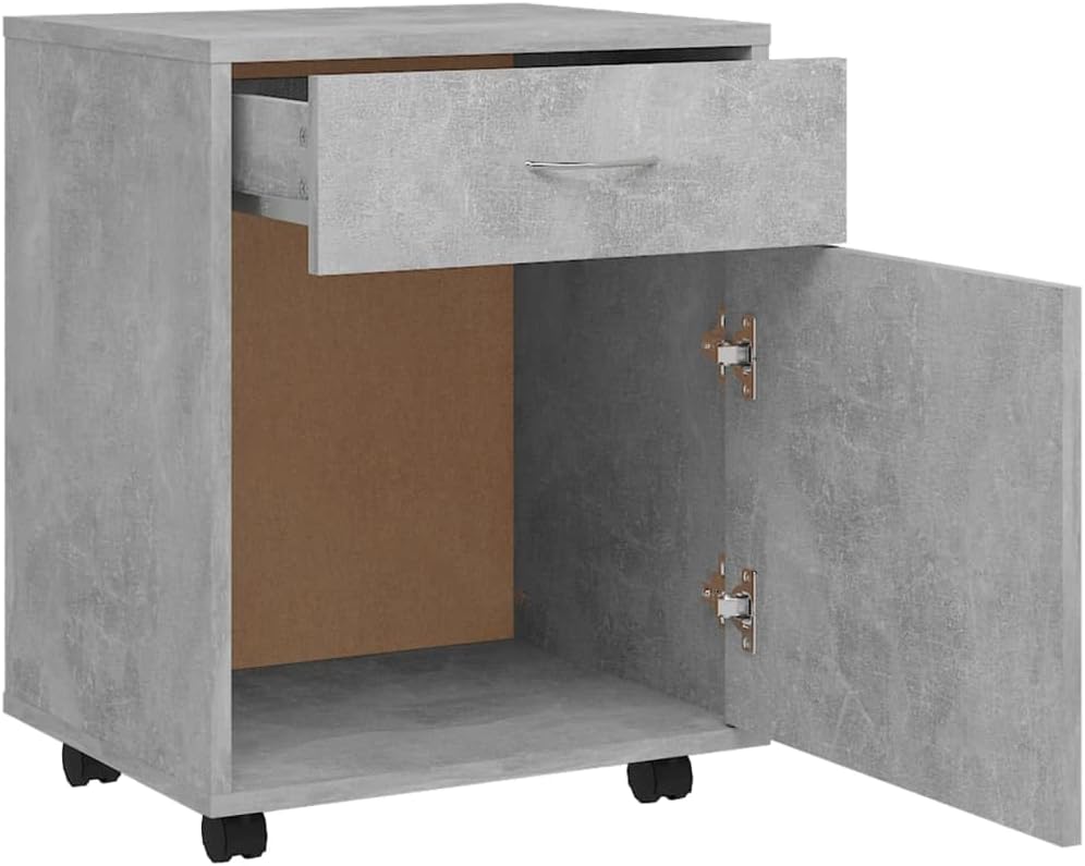 Rollcontainer mit Schublade und Tür, Büroschrank für Wohnzimmer, Schlafzimmer, Office, Robust und la