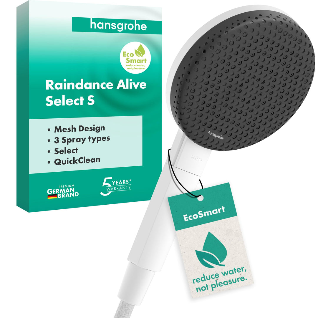 hansgrohe Raindance Alive Select S - wassersparender Duschkopf 7,1 l/min (EcoSmart), Handbrause mit