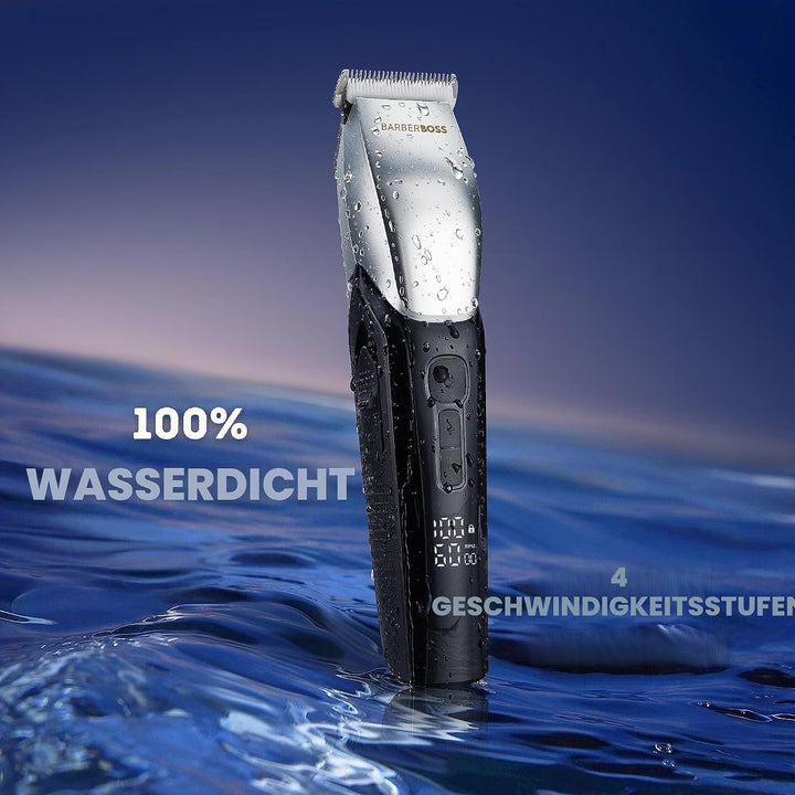 BarberBoss Hundefriseur mit 8 Kammaufsätzen, schlankes Design mit 4 Geschwindigkeitsstufen, 100% was