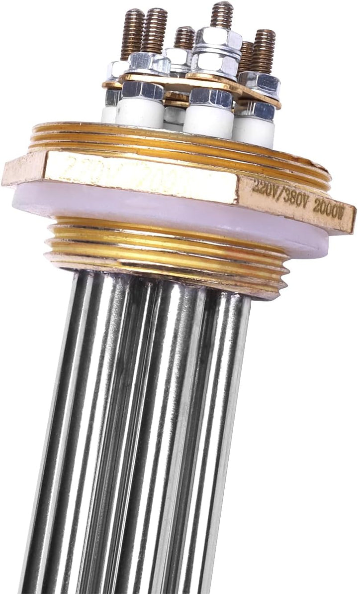 DERNORD 220V/380V 2000W 1.25 Zoll Heizelement 3U Typ Heizstab BSP Kupfer Flansch 1.25 Zoll 2000W, 1.