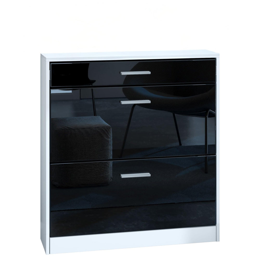 Schuhschrank Roma Schmal mit 2 Klappen und 1 Schublade, Platzsparender Schuhkipper Flurschrank für D