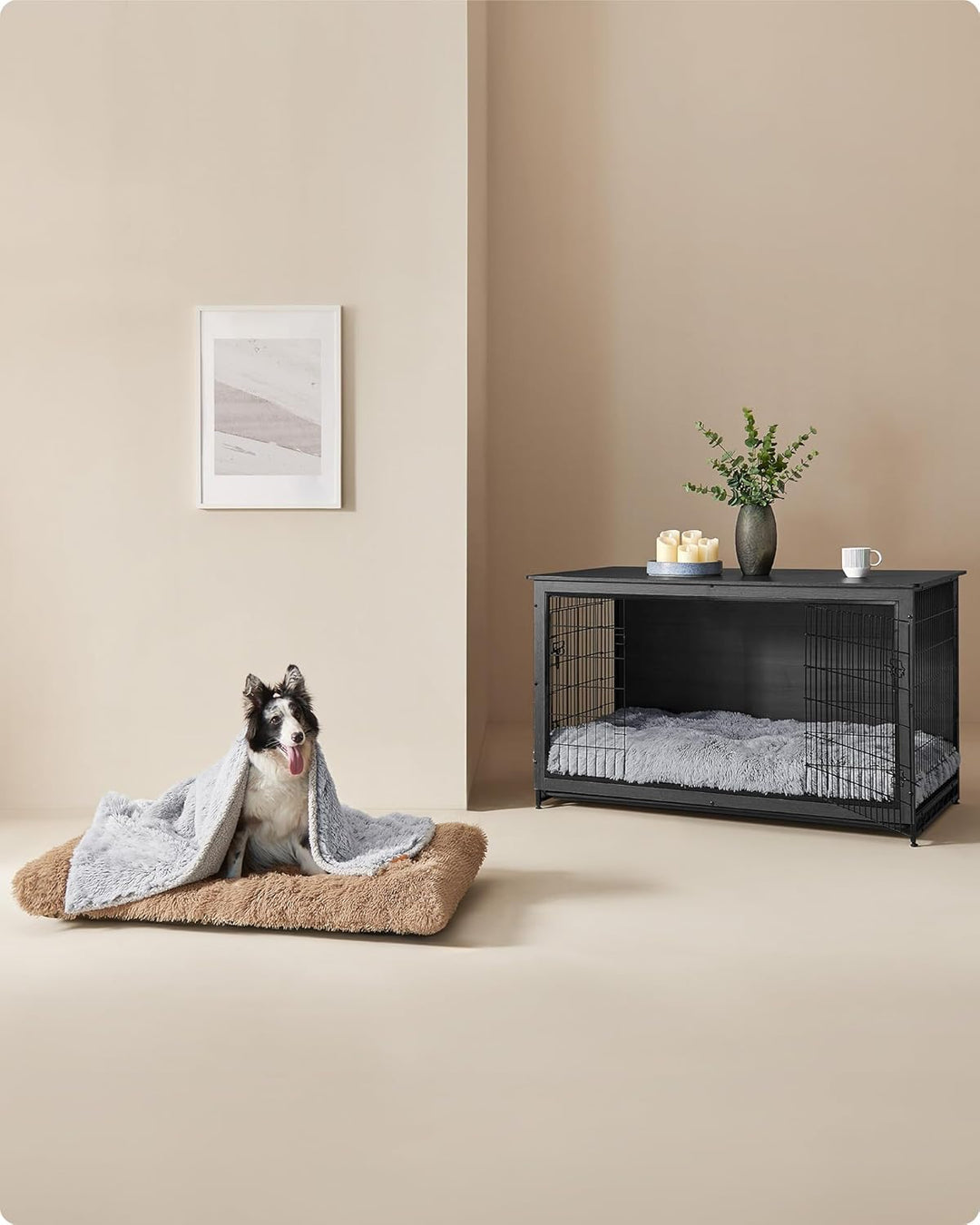 Feandrea Hundebett, Hundekissen, Flauschige Hundematte, Langer Plüsch, 122 x 74 cm, weiche Polsterun