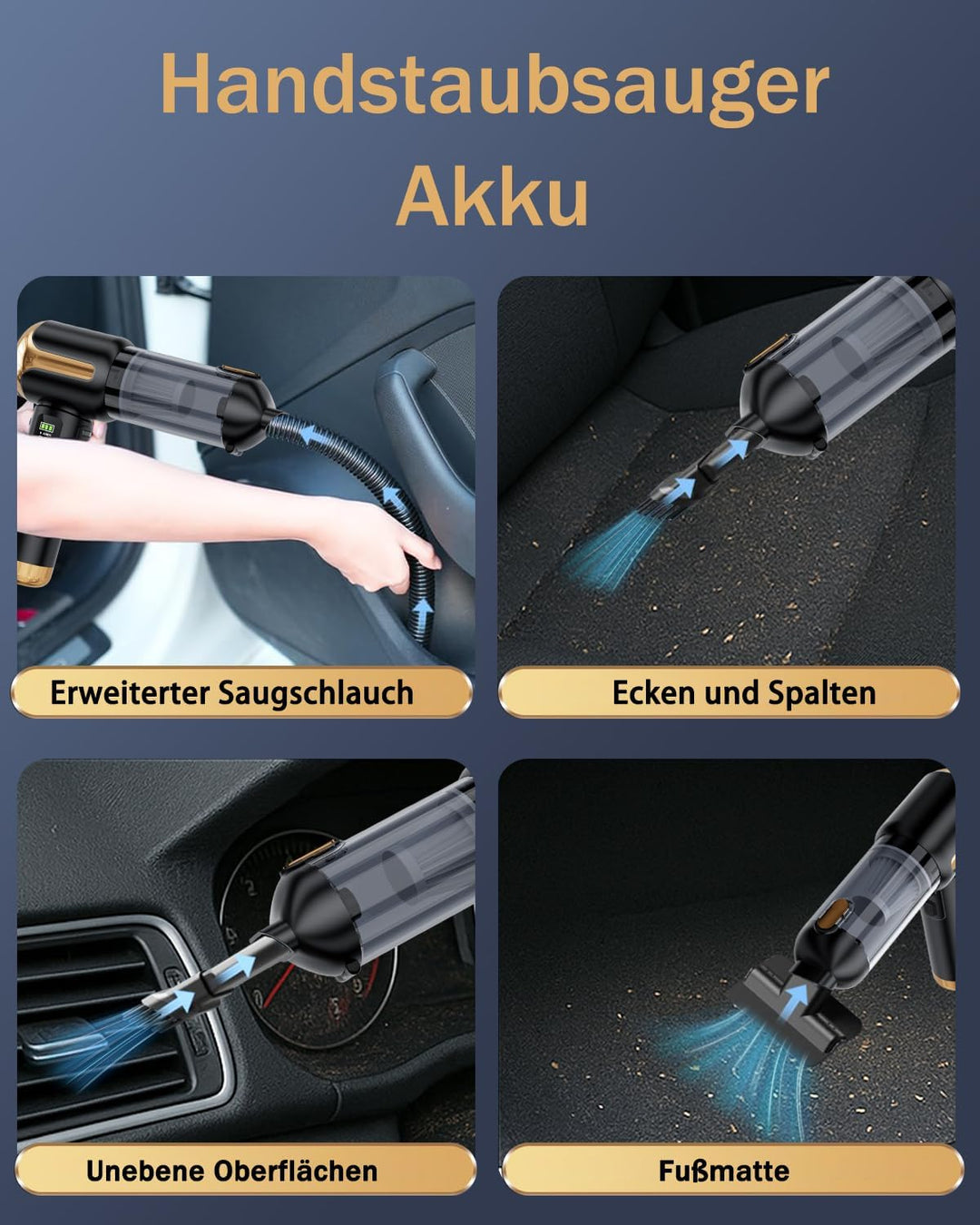 Handstaubsauger Akku Kabellos,Mini Auto staubsauger stark 27000PA | Tragbarer kabelloser Handstaubsa