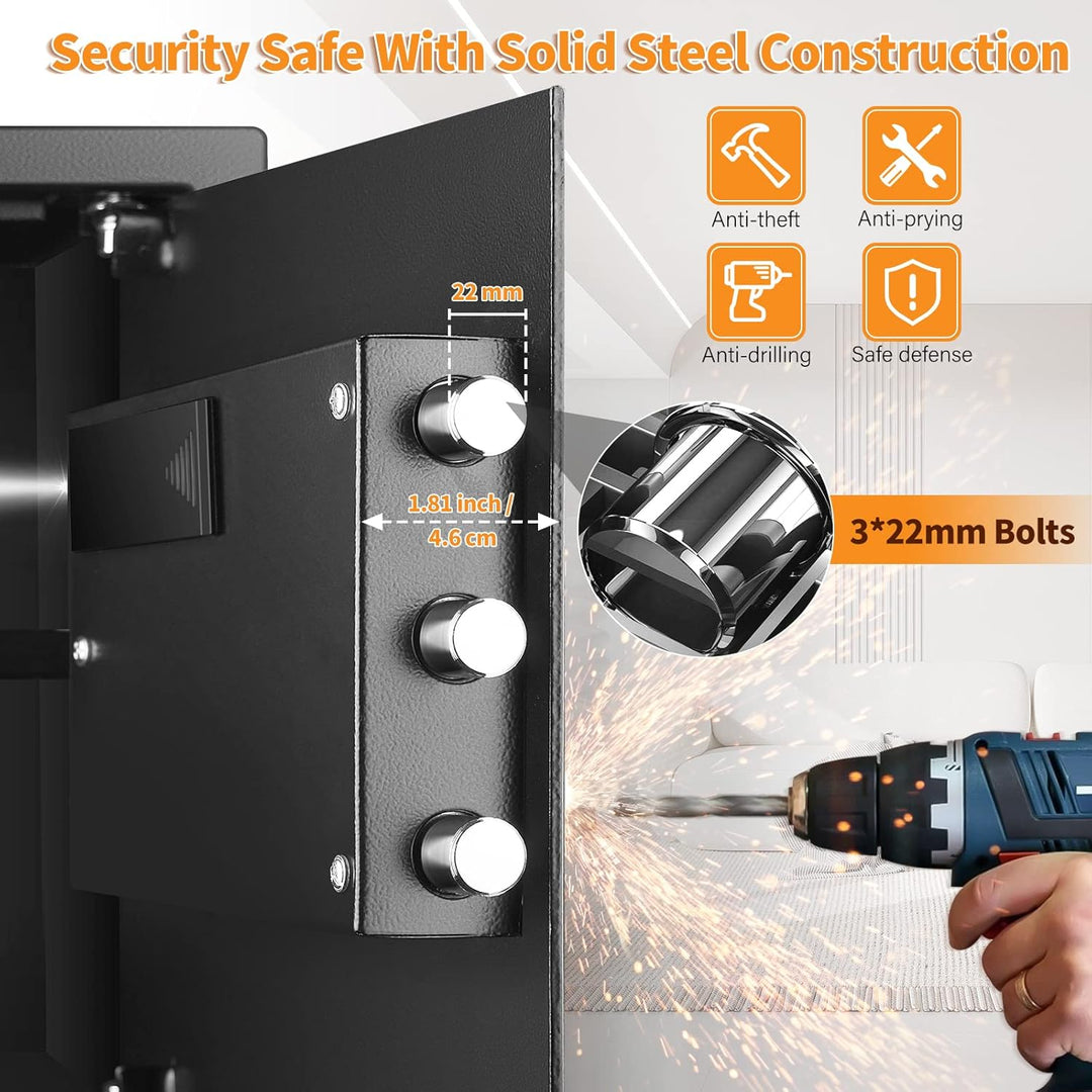 30L Safe Tresor Feuerfest mit Wasserdichter Geldtasche, Digitaler Heimtresor mit Herausnehmbares Reg