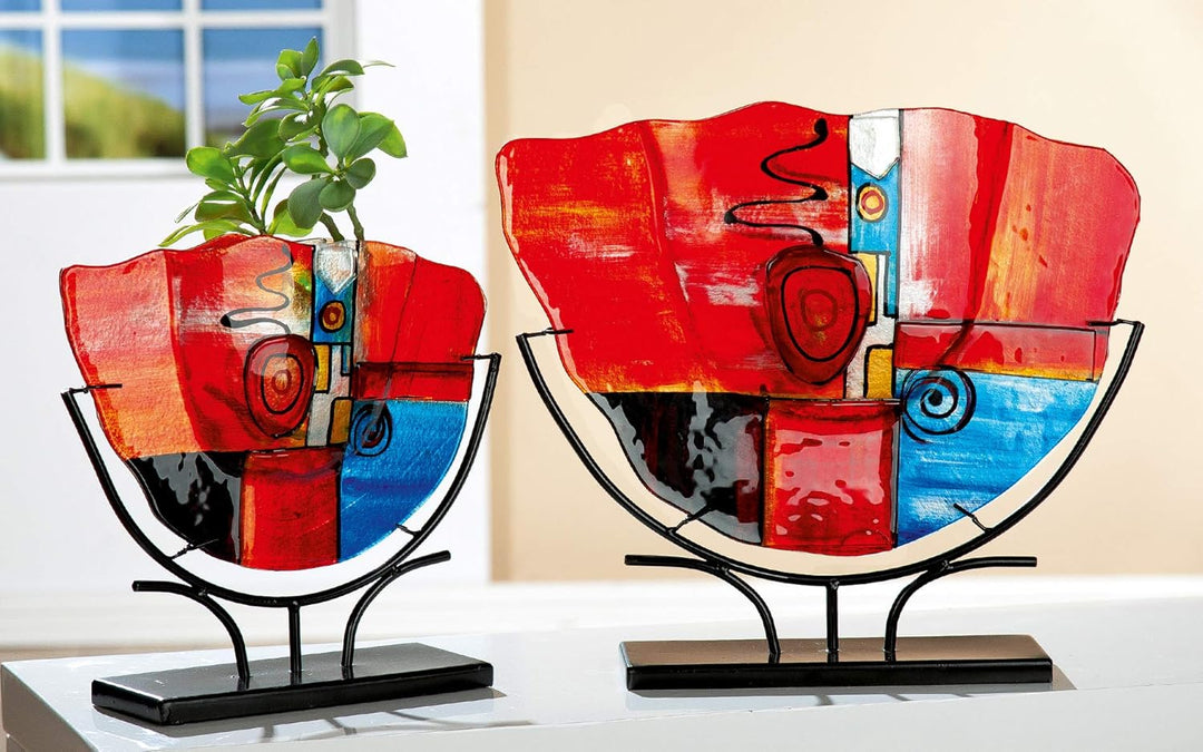 GILDE Glas Art Dekovase XL – Designer Deko abstrakte Vase Dekoobjekt – Home Design für Wohnzimmer Sc