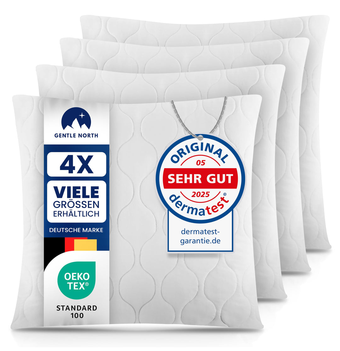 Gentle North Kopfkissen (80x80 cm gross) - 4er Set Kissen für Bett und als Dekokissen - Mit Reissver