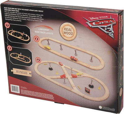 KidKraft Disney Pixar Cars 3 Autorennbahn aus Holz für Kinder, Eisenbahn Set mit Lightning McQueen-F