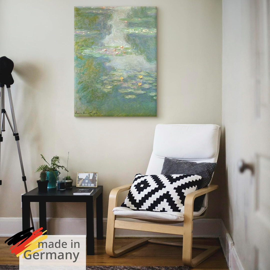 ARTland Leinwandbilder Wandbild Bild auf Leinwand 60x80 cm Wanddeko See Teich Wasser Pflanzen Blumen