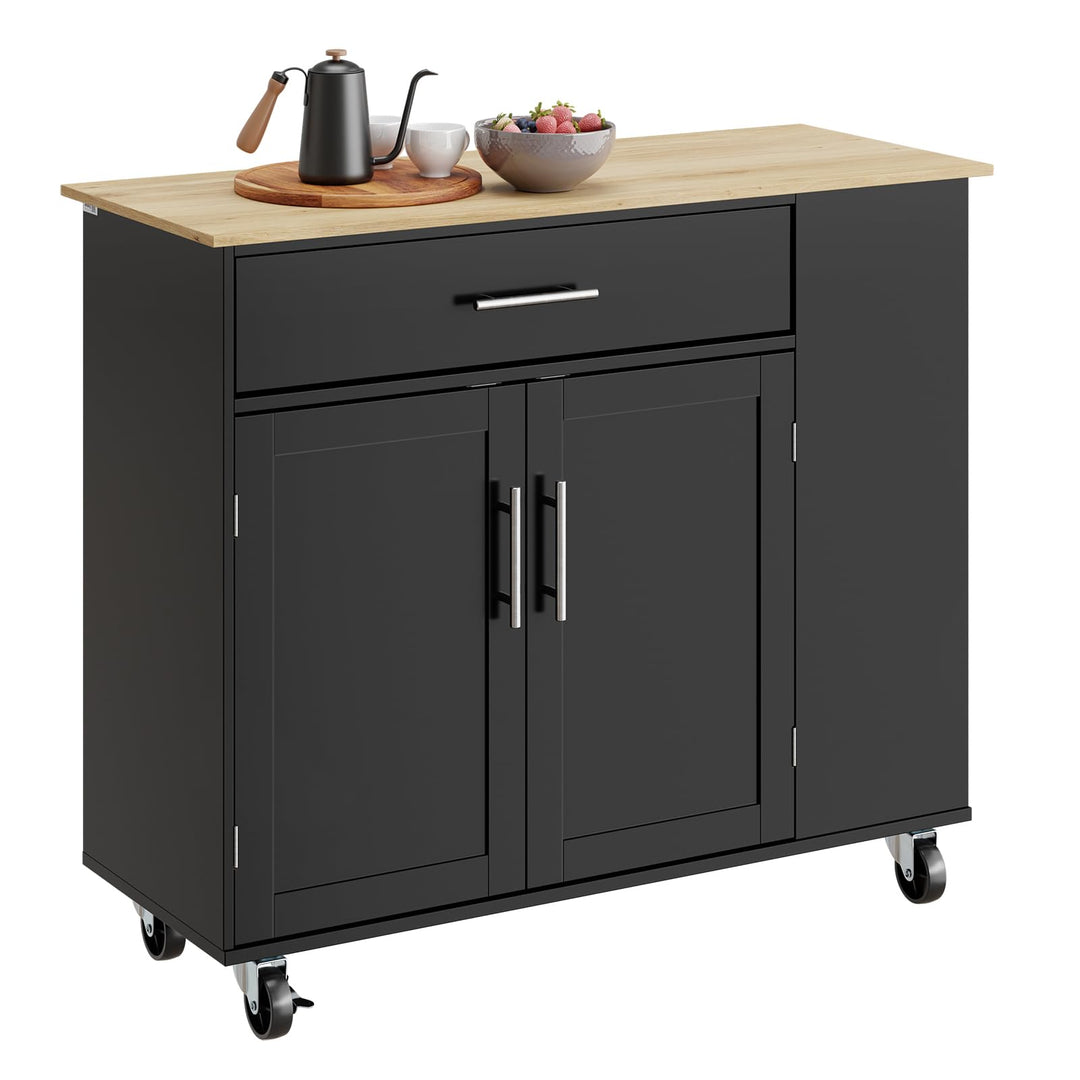 SoBuy Küchenwagen mit feststellbaren Rollen & 3 Seitenablagen 99x40x84,3 cm | Kücheninsel mit grosse