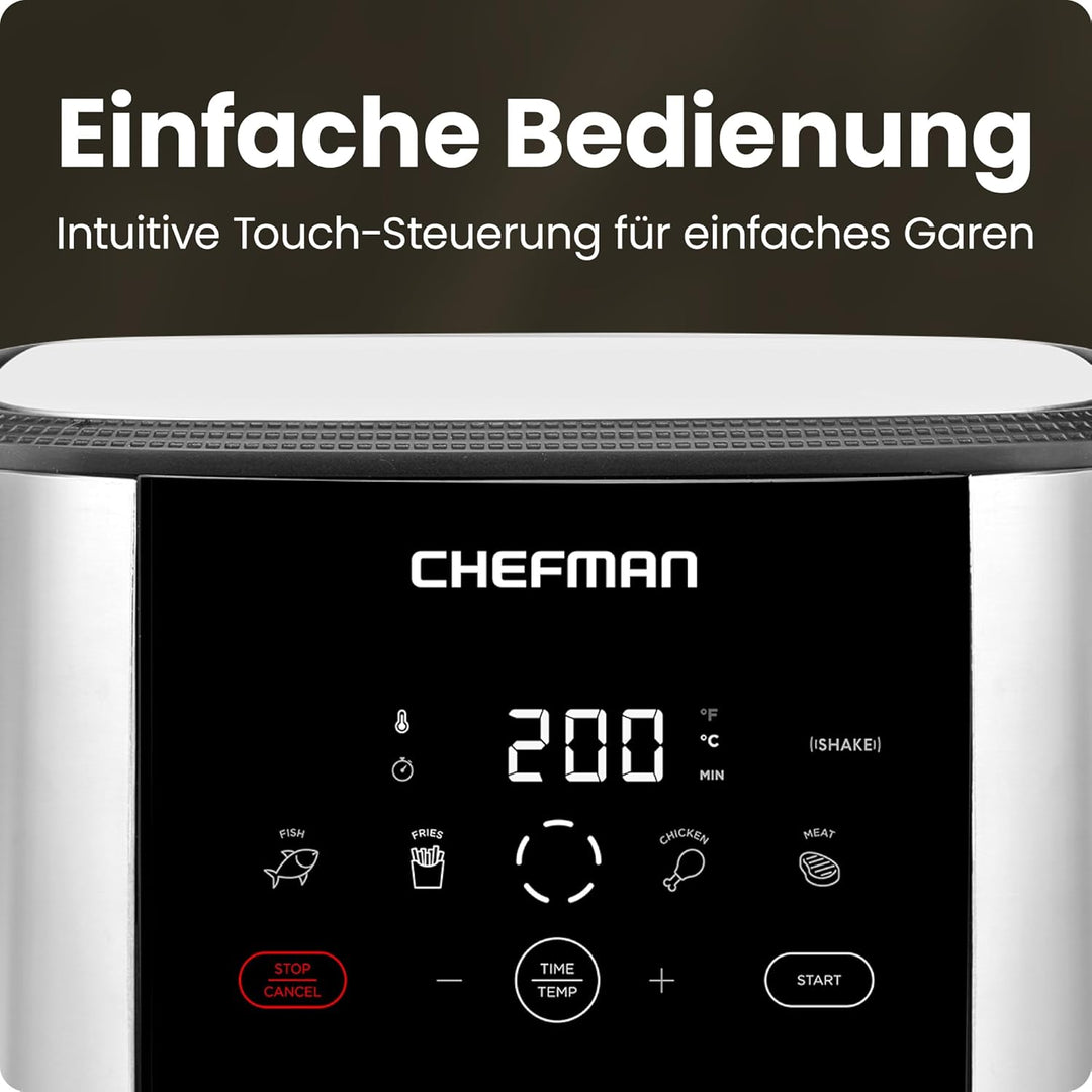 Chefman TurboFry Touch Heissluftfritteuse, 4.75L Familiengrösse, One Touch Digital Control Voreinste