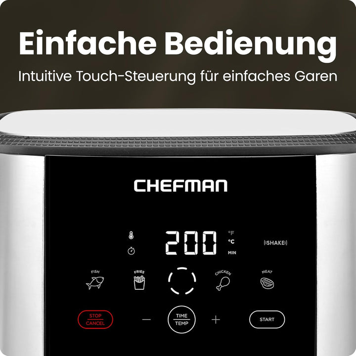 Chefman TurboFry Touch Heissluftfritteuse, 4.75L Familiengrösse, One Touch Digital Control Voreinste