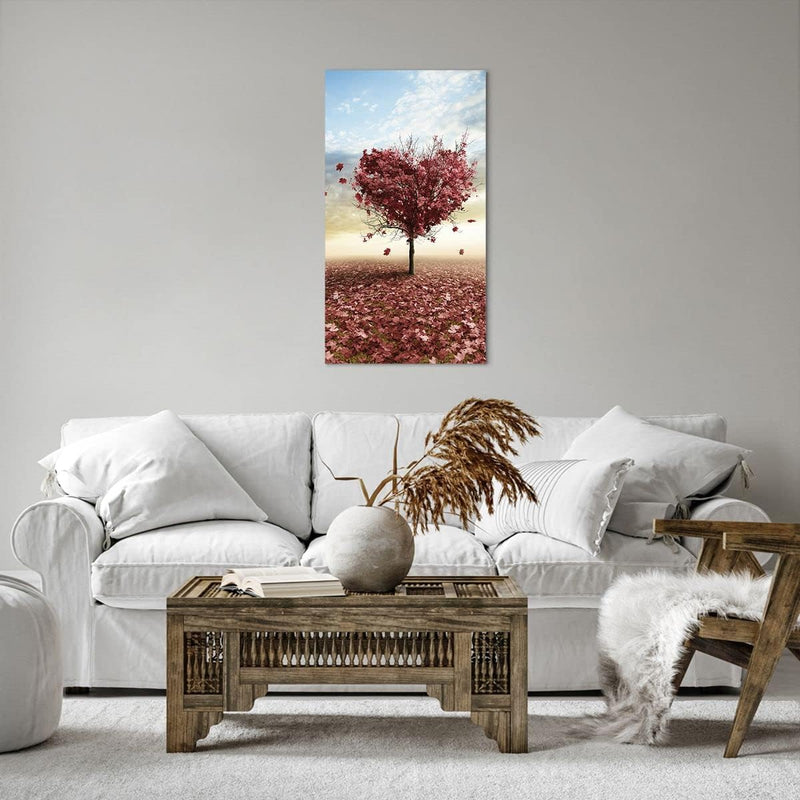 Bilder auf Leinwand 55x100cm Leinwandbild mit Rahmen Abstraktion Herbst Baum Blatt Gross Wanddeko Bi