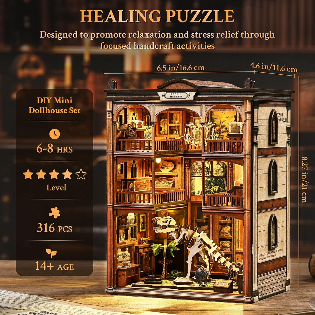 Shrike Book Nook Kit - DIY Miniaturhaus, 3D-Puzzle Buchstütze mit LED-Beleuchtung | Bücherregal & Ha