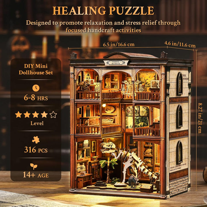 Shrike Book Nook Kit - DIY Miniaturhaus, 3D-Puzzle Buchstütze mit LED-Beleuchtung | Bücherregal & Ha