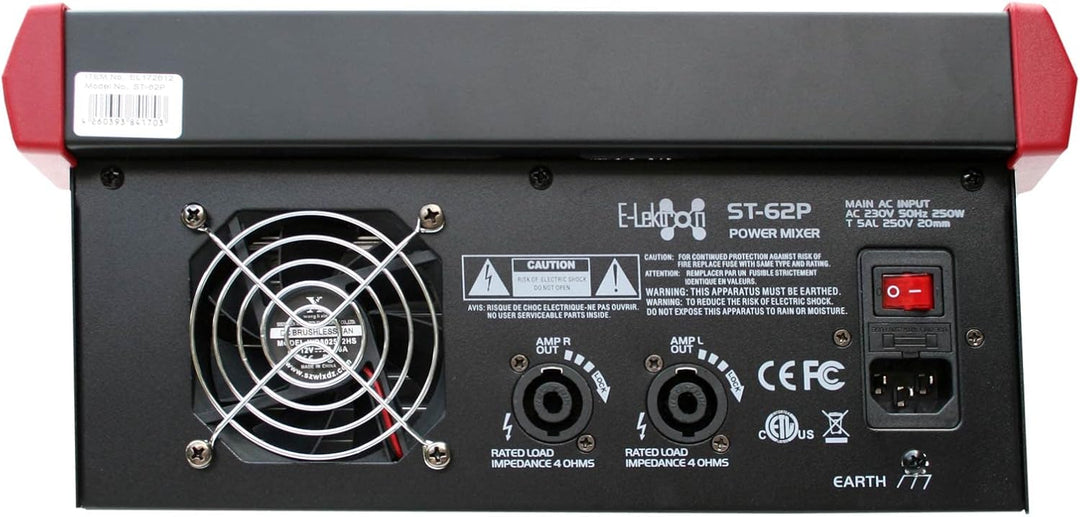 E-Lektron Live Power-Mixer 6-Kanal + Stereo - USB MP3 Bluetooth Mischpult integrierte Endstufe (ST-6