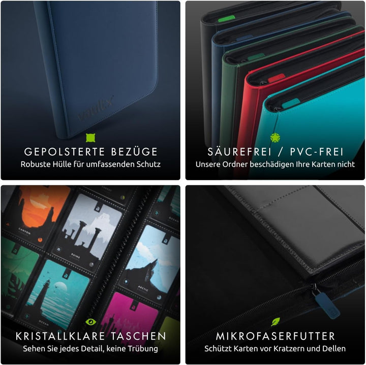 Vault X Premium eXo-Tec Zip Heftmappe - 9 Fächer Sammelkarten Trading Cards Mappe - 360 Fächer mit S